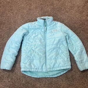 Eddie Bauer Girls Soft Shell Teal Puffer Down Jacket Small 7/8‎ Thermal Winter